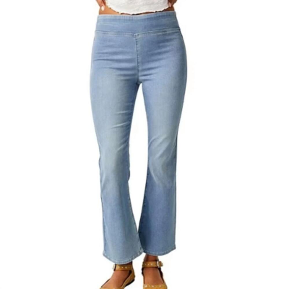 Free People In My Feelings Jeans Mid Rise Crop Boot Bermondsey Blue Size XS NEW